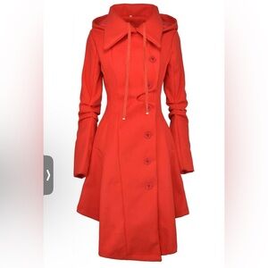 Red Trench Pea Coat XL